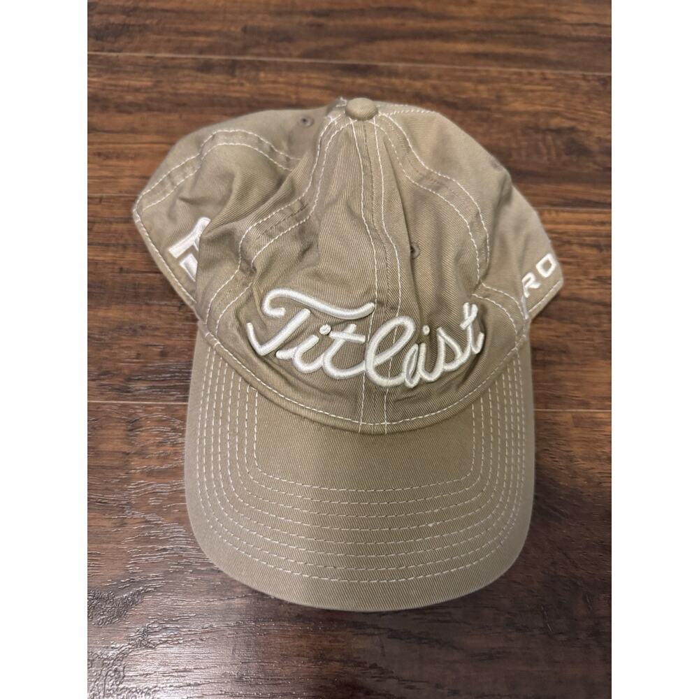 Titleist Golf Hat Tour Performance Strap Back Adjustable tan